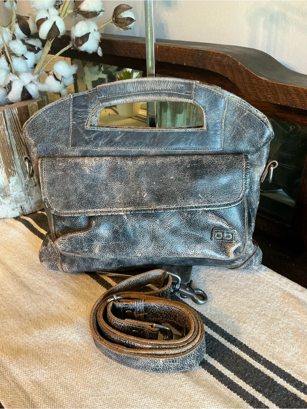 Bed Stu Leather Greenway Handbag Crossbody Bag Black Lux MSRP $265 - Picture 3 of 13